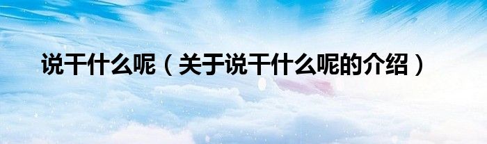 说干什么呢（关于说干什么呢的介绍）