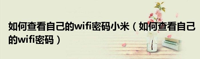 如何查看自己的wifi密码小米（如何查看自己的wifi密码）