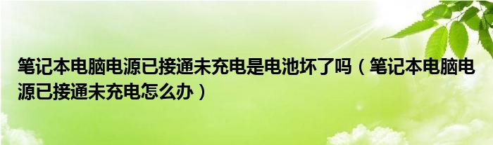 笔记本电脑电源已接通未充电是电池坏了吗（笔记本电脑电源已接通未充电怎么办）