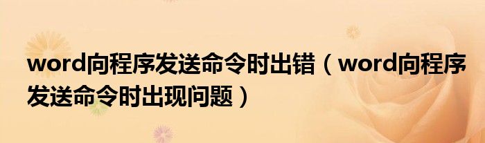 word向程序发送命令时出错（word向程序发送命令时出现问题）