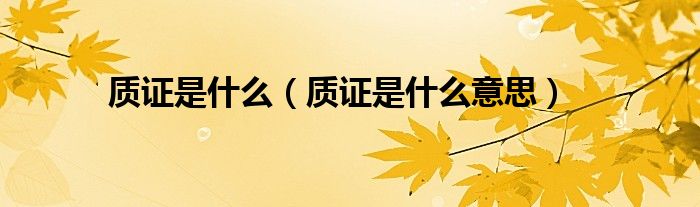 质证是什么（质证是什么意思）