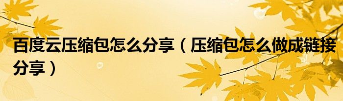 百度云压缩包怎么分享（压缩包怎么做成链接分享）