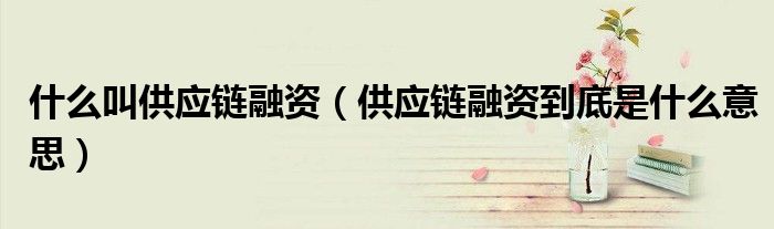 什么叫供应链融资（供应链融资到底是什么意思）