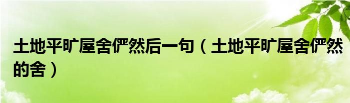 土地平旷屋舍俨然后一句（土地平旷屋舍俨然的舍）