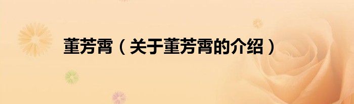 董芳霄（关于董芳霄的介绍）