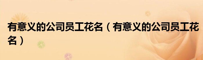 有意义的公司员工花名（有意义的公司员工花名）