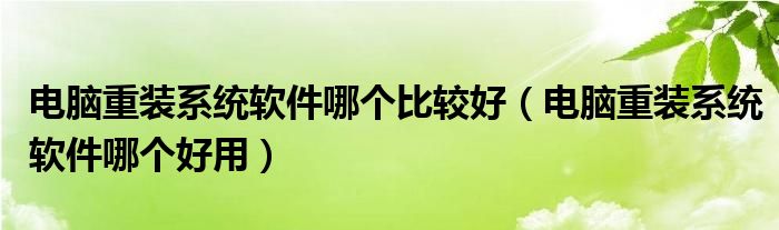 电脑重装系统软件哪个比较好（电脑重装系统软件哪个好用）