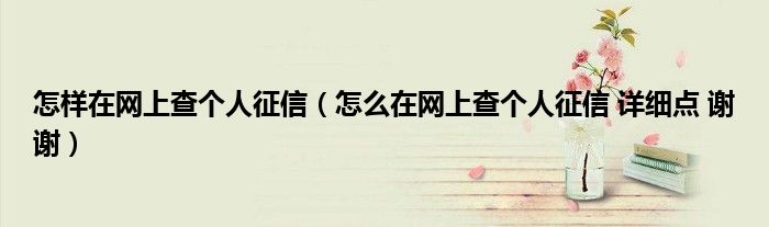 怎样在网上查个人征信（怎么在网上查个人征信 详细点 谢谢）