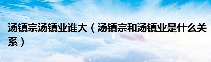 汤镇宗汤镇业谁大（汤镇宗和汤镇业是什么关系）