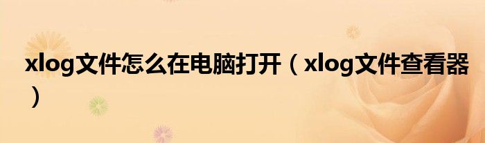 xlog文件怎么在电脑打开（xlog文件查看器）