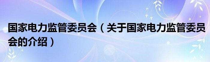 国家电力监管委员会（关于国家电力监管委员会的介绍）