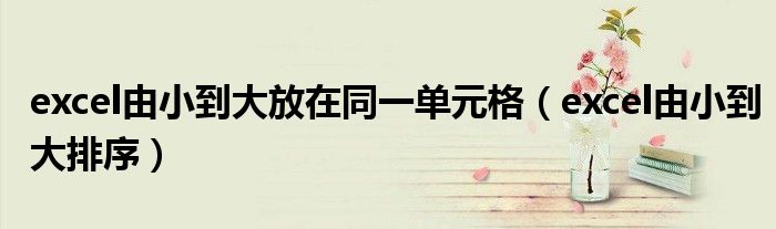 excel由小到大放在同一单元格（excel由小到大排序）