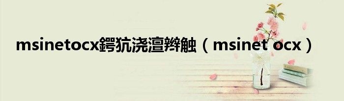 msinetocx鍔犺浇澶辫触（msinet ocx）
