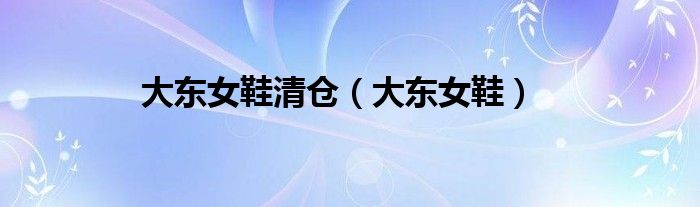 大东女鞋清仓（大东女鞋）