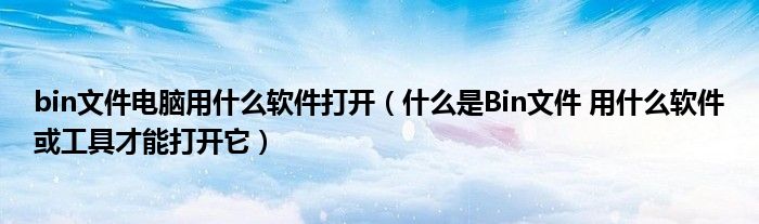bin文件电脑用什么软件打开（什么是Bin文件 用什么软件或工具才能打开它）