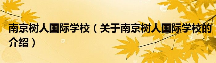 南京树人国际学校（关于南京树人国际学校的介绍）