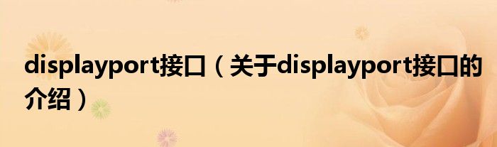 displayport接口（关于displayport接口的介绍）