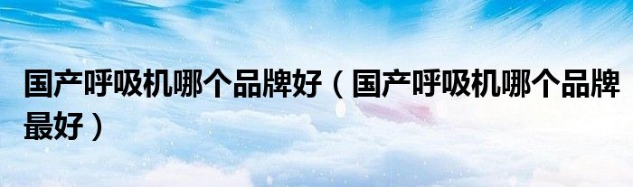 国产呼吸机哪个品牌好（国产呼吸机哪个品牌最好）