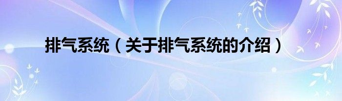 排气系统（关于排气系统的介绍）