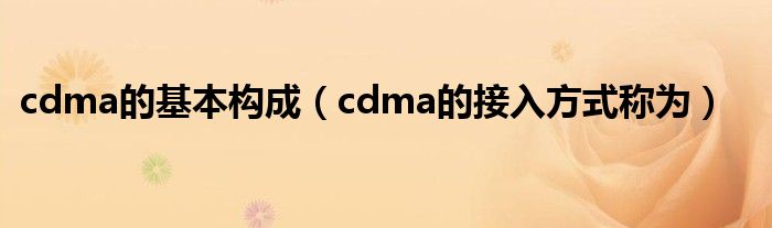 cdma的基本构成（cdma的接入方式称为）