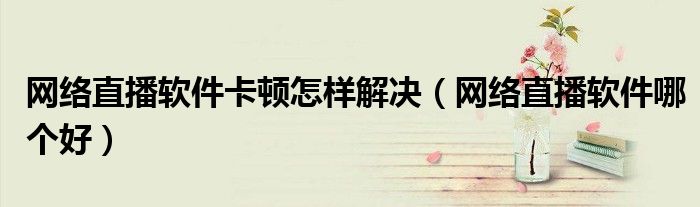 网络直播软件卡顿怎样解决（网络直播软件哪个好）