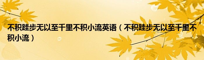 不积跬步无以至千里不积小流英语（不积跬步无以至千里不积小流）