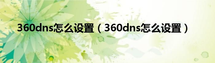360dns怎么设置（360dns怎么设置）