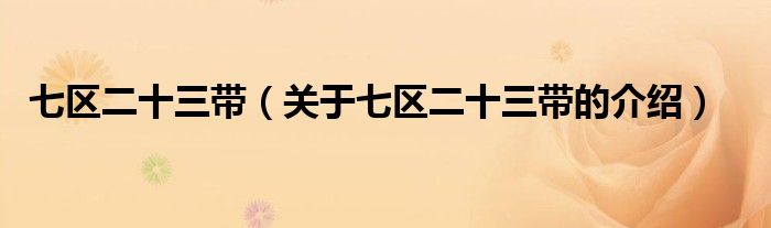 七区二十三带（关于七区二十三带的介绍）