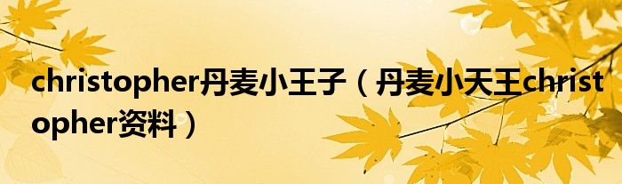 christopher丹麦小王子（丹麦小天王christopher资料）