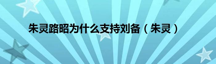 朱灵路昭为什么支持刘备（朱灵）