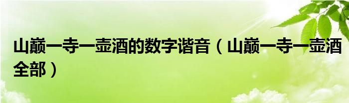 山巅一寺一壶酒的数字谐音（山巅一寺一壶酒全部）