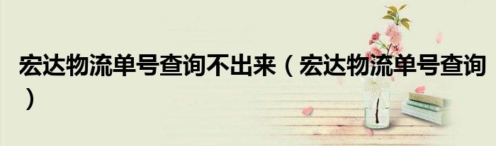 宏达物流单号查询不出来（宏达物流单号查询）