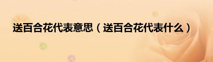 送百合花代表意思（送百合花代表什么）