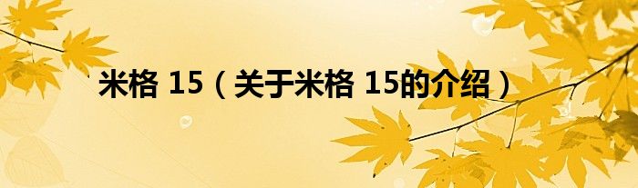 米格 15（关于米格 15的介绍）