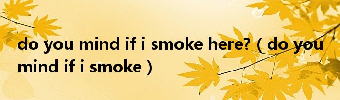 do you mind if i smoke here?（do you mind if i smoke）