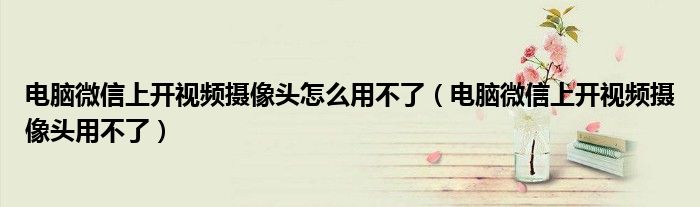 电脑微信上开视频摄像头怎么用不了（电脑微信上开视频摄像头用不了）