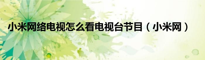 小米网络电视怎么看电视台节目（小米网）
