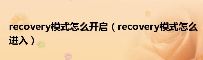 recovery模式怎么开启（recovery模式怎么进入）