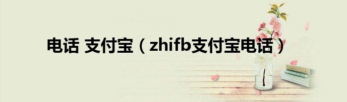 电话 支付宝（zhifb支付宝电话）