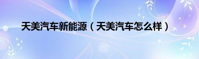 天美汽车新能源（天美汽车怎么样）