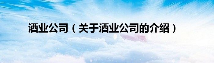 酒业公司（关于酒业公司的介绍）