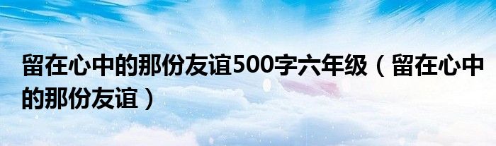 留在心中的那份友谊500字六年级（留在心中的那份友谊）