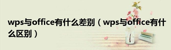 wps与office有什么差别（wps与office有什么区别）