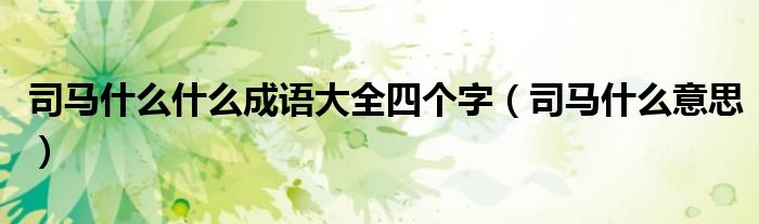 司马什么什么成语大全四个字（司马什么意思）