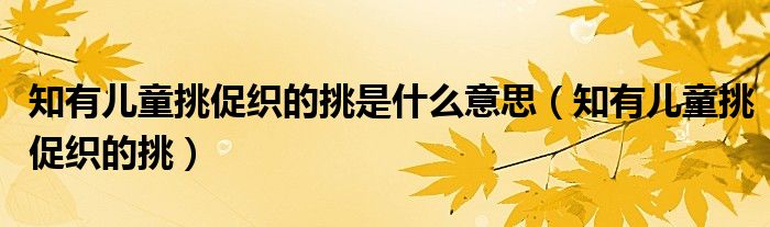 知有儿童挑促织的挑是什么意思（知有儿童挑促织的挑）