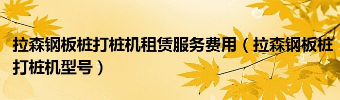 拉森钢板桩打桩机租赁服务费用（拉森钢板桩打桩机型号）