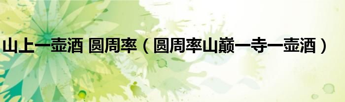 山上一壶酒 圆周率（圆周率山巅一寺一壶酒）