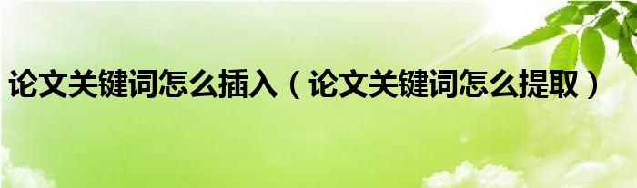 论文关键词怎么插入（论文关键词怎么提取）