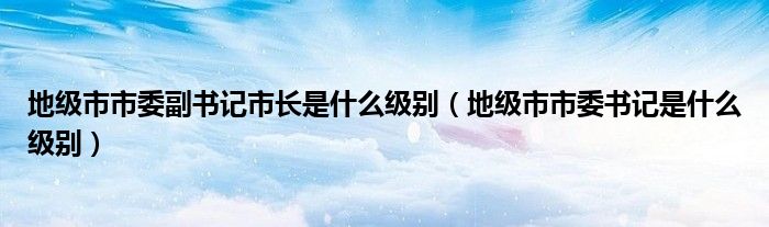 地级市市委副书记市长是什么级别（地级市市委书记是什么级别）