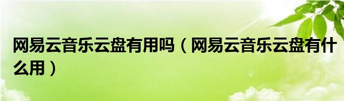 网易云音乐云盘有用吗（网易云音乐云盘有什么用）